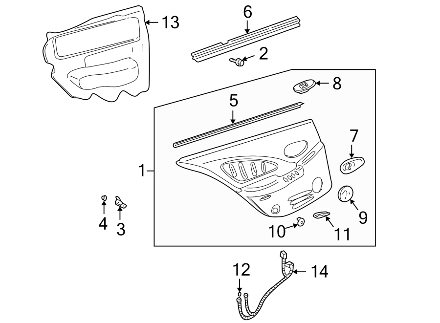 Diagram REAR DOOR. INTERIOR TRIM. for your Chevrolet Spark  