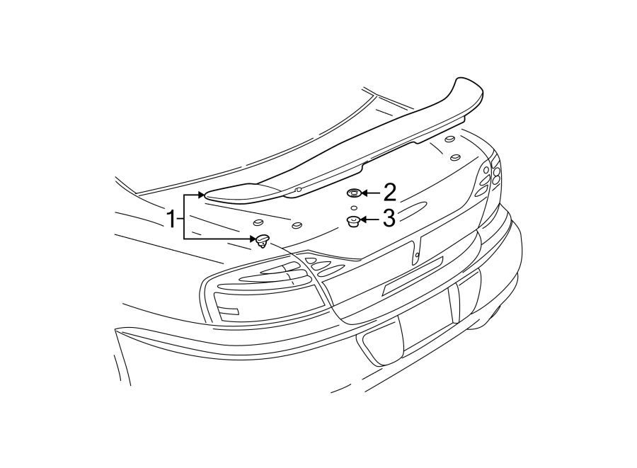 Diagram TRUNK LID. SPOILER. for your 1987 Chevrolet Celebrity Base Sedan 2.8L Chevrolet V6 M/T 