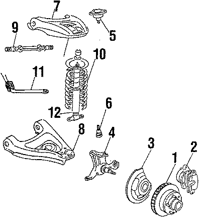 Diagram WHEELS & FRONT SUSPENSION. for your 1995 Chevrolet S10  LS Standard Cab Pickup Fleetside 2.2L Vortec A/T 4WD 