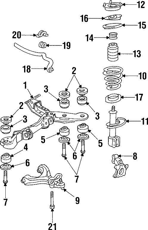 Diagram FRONT SUSPENSION. STABILIZER BAR & COMPONENTS. SUSPENSION COMPONENTS. for your 2004 GMC Sierra 2500 HD 6.0L Vortec V8 CNG A/T 4WD Base Crew Cab Pickup 