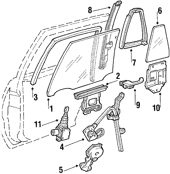 Diagram REAR DOOR. GLASS & HARDWARE. for your 2013 Chevrolet Spark   