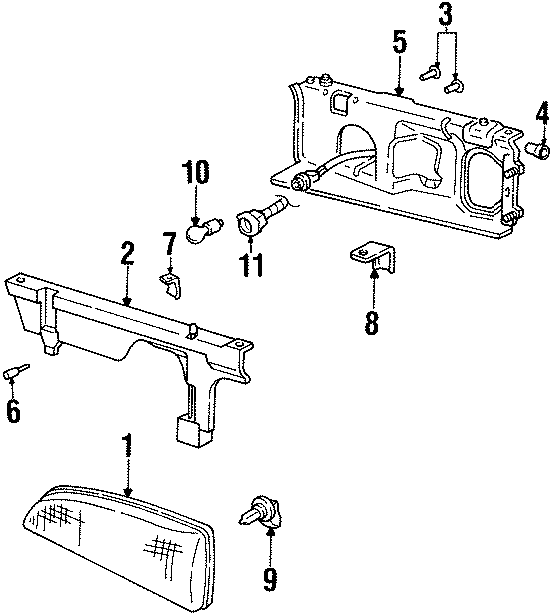 Diagram FRONT LAMPS. HEADLAMP COMPONENTS. for your 2008 Chevrolet Express 2500   