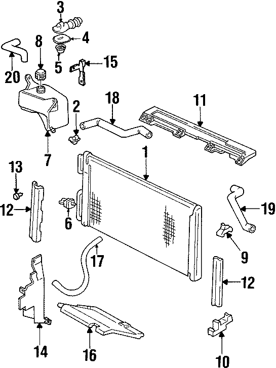 Diagram RADIATOR & COMPONENTS. for your 2005 GMC Envoy XL   