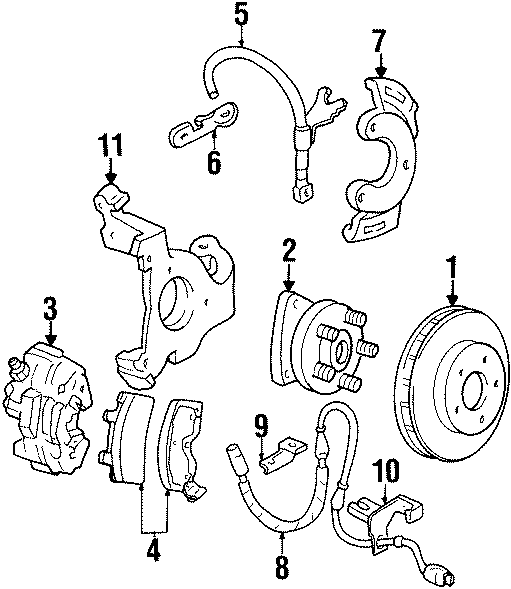 Diagram FRONT SUSPENSION. BRAKE COMPONENTS. for your 2004 Chevrolet SSR    