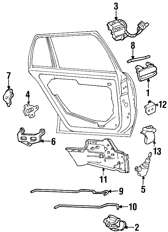 Diagram REAR DOOR. HARDWARE. for your 2018 Chevrolet Spark   