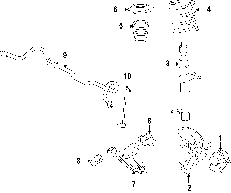 FRONT SUSPENSION. LOWER CONTROL ARM. STABILIZER BAR. SUSPENSION COMPONENTS. Diagram