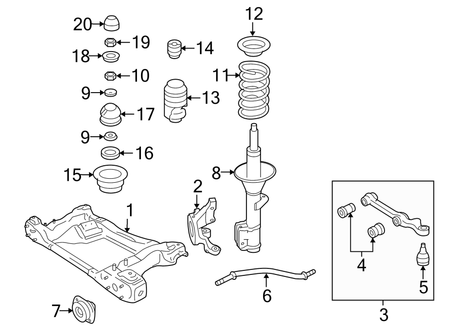 Diagram FRONT SUSPENSION. SUSPENSION COMPONENTS. for your 1992 Chevrolet Caprice   