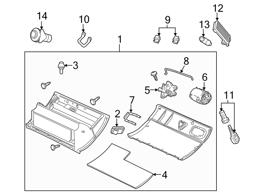 11Instrument panel. Glove box.https://images.simplepart.com/images/parts/motor/fullsize/FB04255.png