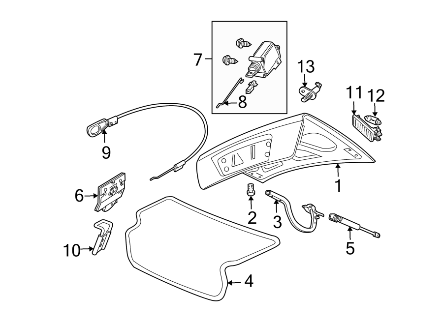 Diagram TRUNK LID. LID & COMPONENTS. for your 2019 Cadillac CTS  Vsport Premium Luxury Sedan 