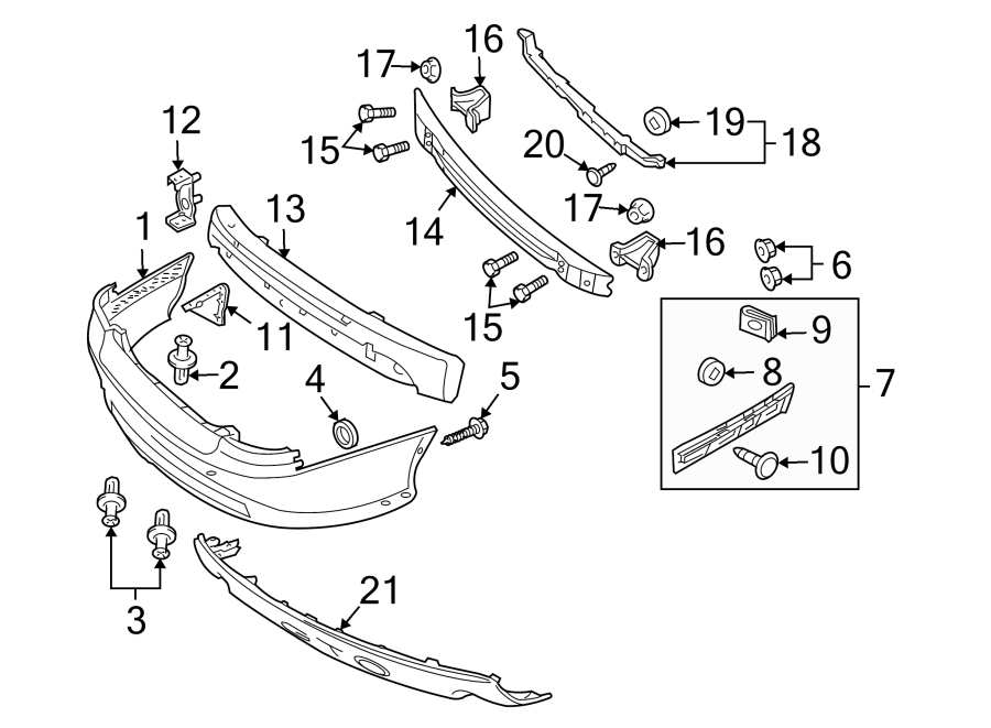 9REAR BUMPER. BUMPER & COMPONENTS.https://images.simplepart.com/images/parts/motor/fullsize/FB04460.png