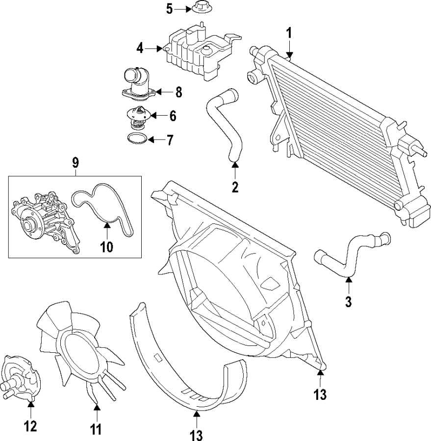 Diagram Cooling system. Cooling fan. Water pump. for your 2011 Ford F-150   