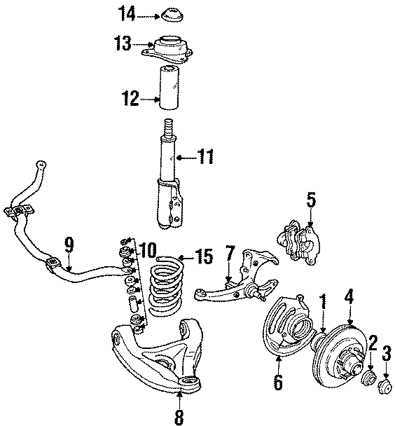 Diagram FRONT SUSPENSION. BRAKE COMPONENTS. STABILIZER BAR & COMPONENTS. STRUTS & COMPONENTS. SUSPENSION COMPONENTS. for your 2002 GMC Sierra 2500 HD 8.1L Vortec V8 A/T 4WD SL Standard Cab Pickup Fleetside 