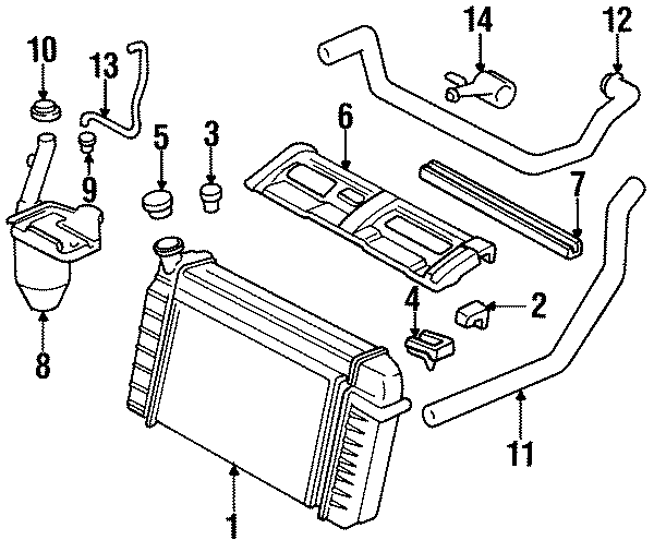 Diagram RADIATOR & COMPONENTS. for your 1999 Chevrolet Blazer   