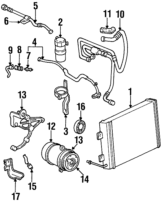 15AIR CONDITIONER & HEATER. COMPRESSOR & LINES. CONDENSER.https://images.simplepart.com/images/parts/motor/fullsize/FC93135.png