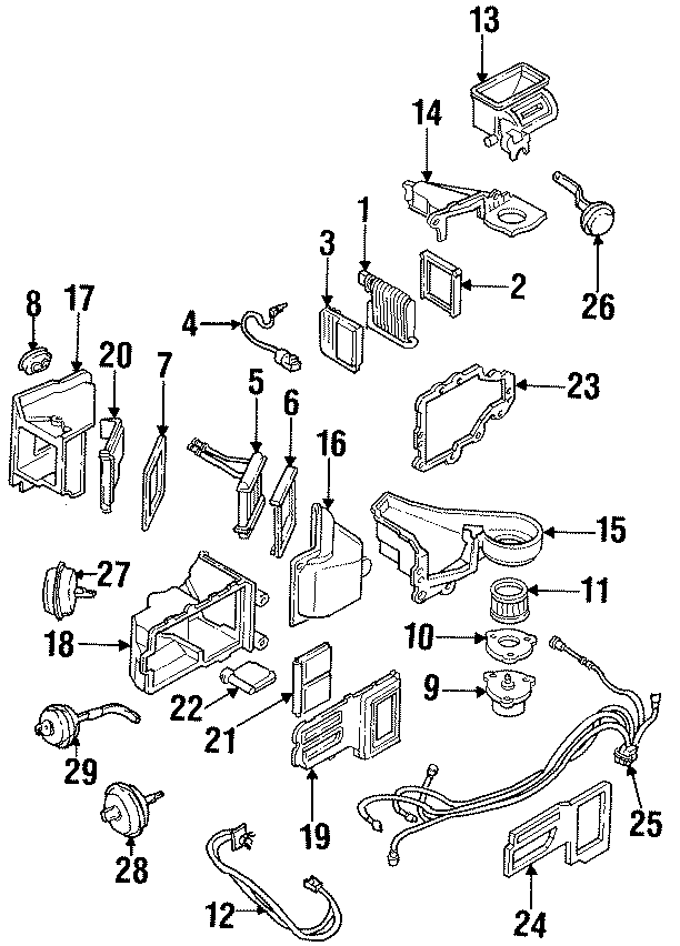 Diagram AIR CONDITIONER & HEATER. EVAPORATOR & HEATER COMPONENTS. for your 2005 Chevrolet Express 1500   