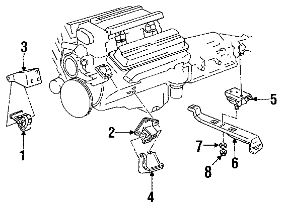 Diagram ENGINE & TRANS MOUNTING. for your 2013 Chevrolet Avalanche Black Diamond LT Crew Cab Pickup Fleetside  