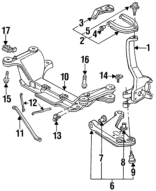 Diagram FRONT SUSPENSION. SUSPENSION COMPONENTS. for your 2023 Chevrolet Equinox 1.5L Ecotec A/T 4WD RS Sport Utility 