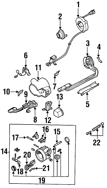 Diagram STEERING COLUMN. HOUSING & COMPONENTS. for your 2005 Chevrolet Avalanche 1500   