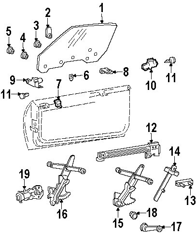 Diagram DOOR. GLASS & HARDWARE. for your 2021 Chevrolet Spark   