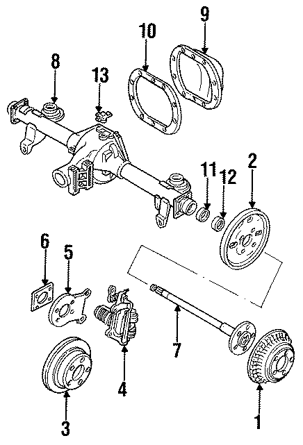 Diagram REAR SUSPENSION. AXLE SHAFT. BRAKE COMPONENTS. for your 2013 Chevrolet Suburban 1500 LT Sport Utility  