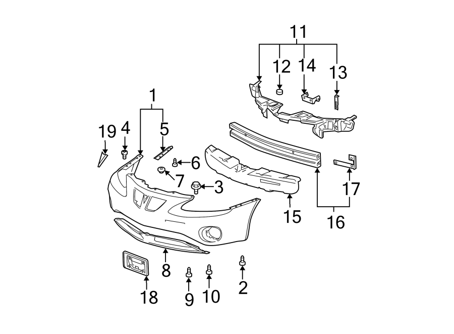 Diagram FRONT BUMPER. BUMPER & COMPONENTS. for your 2016 Chevrolet Spark   