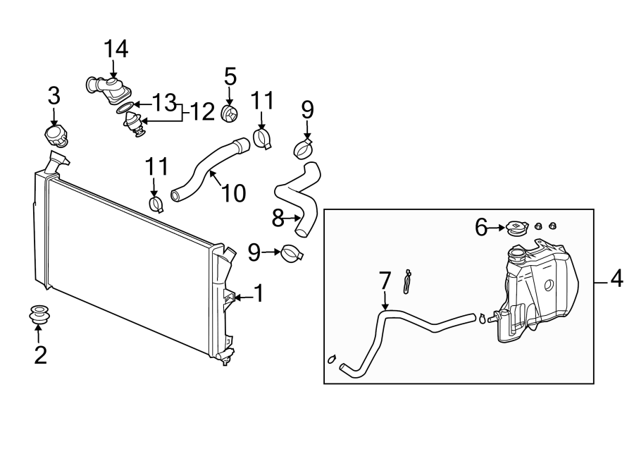 Diagram RADIATOR & COMPONENTS. for your 1995 Chevrolet K2500  Base Standard Cab Pickup Fleetside 4.3L Chevrolet V6 A/T 