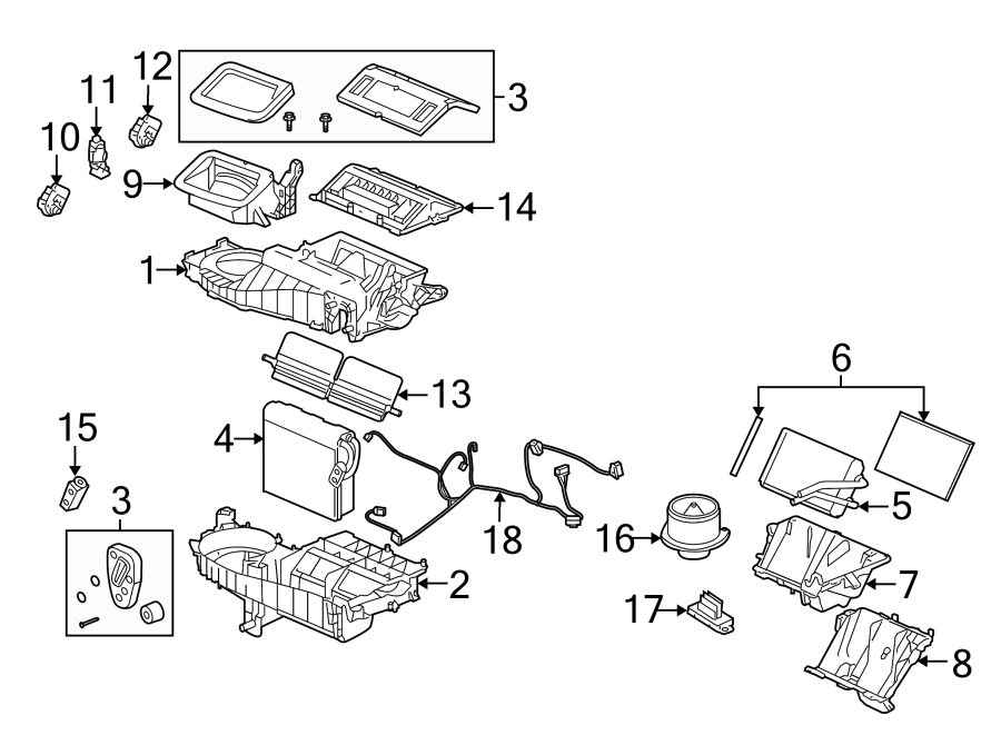 Diagram AIR CONDITIONER & HEATER. EVAPORATOR & HEATER COMPONENTS. for your 2005 Chevrolet Equinox   