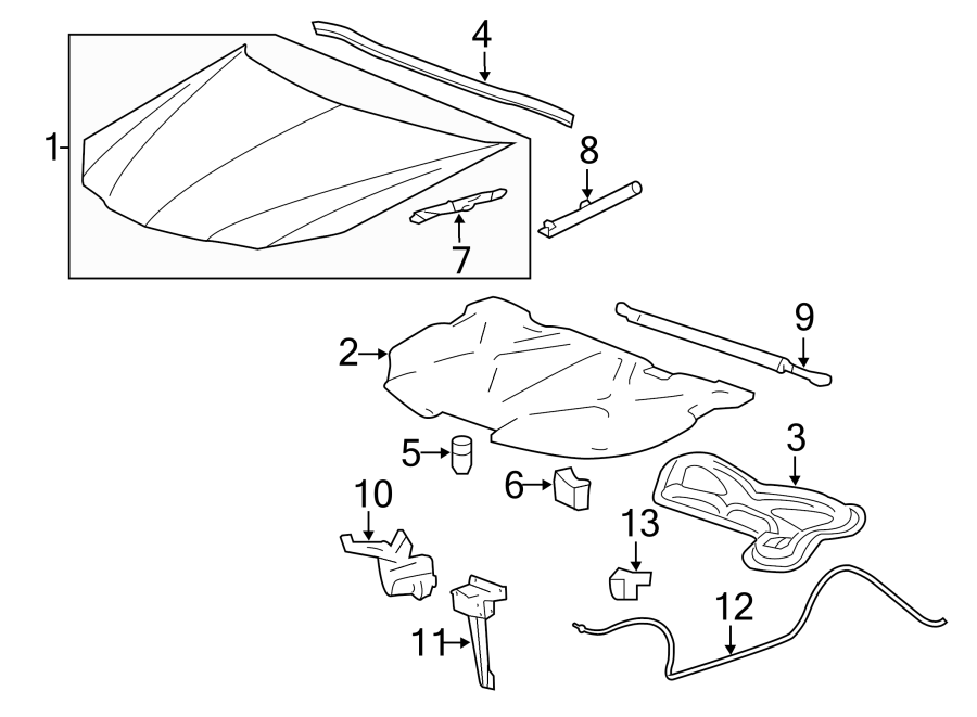 Diagram HOOD & COMPONENTS. for your 2007 GMC Sierra 1500 Classic SL Extended Cab Pickup  