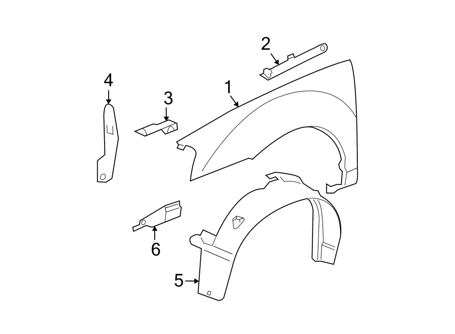 Diagram FENDER & COMPONENTS. for your 2021 GMC Sierra 2500 HD 6.6L V8 A/T RWD SLE Standard Cab Pickup Fleetside 