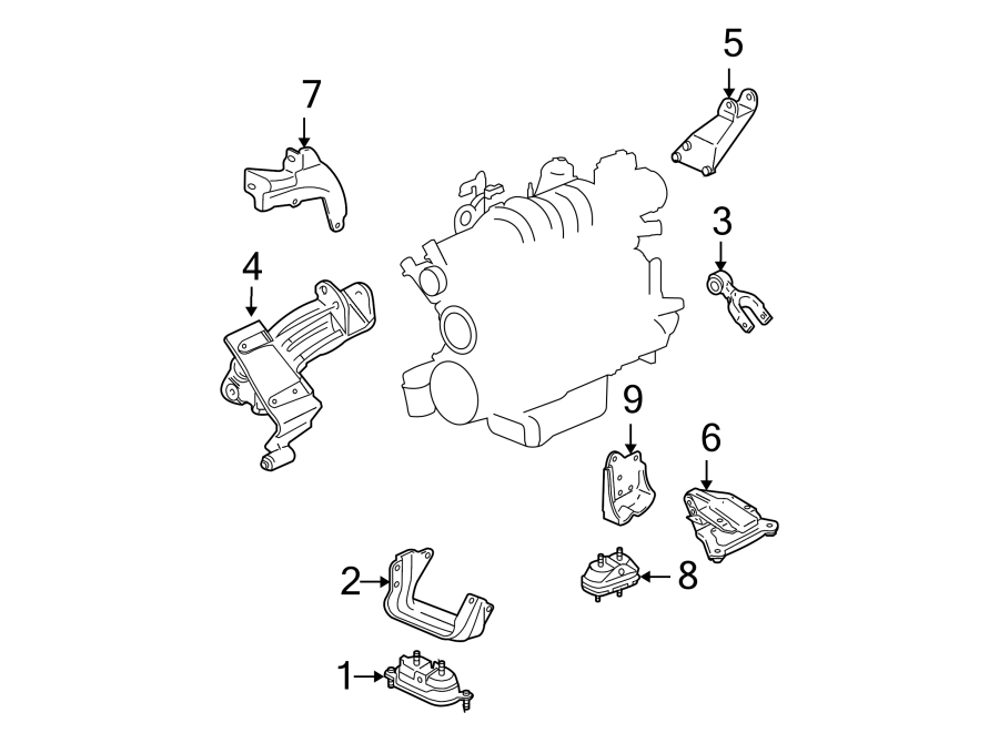 Diagram ENGINE / TRANSAXLE. ENGINE & TRANS MOUNTING. for your 2004 GMC Sierra 2500 HD 6.6L Duramax V8 DIESEL A/T 4WD SLE Crew Cab Pickup 