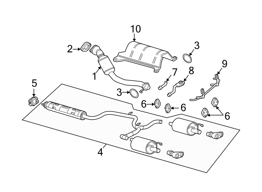 Diagram EXHAUST SYSTEM. EXHAUST COMPONENTS. for your 2023 Chevrolet Camaro  LT1 Coupe 