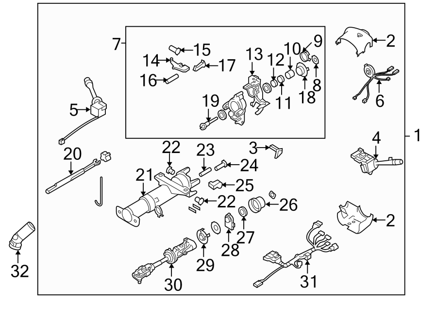 Diagram SHAFT & INTERNAL COMPONENTS. SHROUD. STEERING COLUMN ASSEMBLY. SWITCHES & LEVERS. for your 2005 Chevrolet Blazer Xtreme Sport Utility  