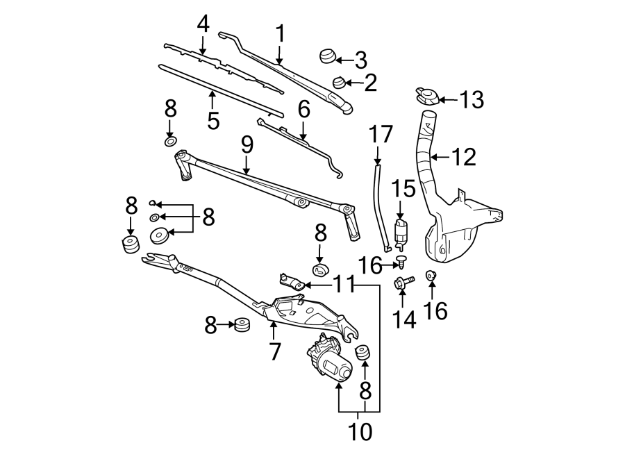 4WINDSHIELD. WIPER & WASHER COMPONENTS.https://images.simplepart.com/images/parts/motor/fullsize/FD04265.png