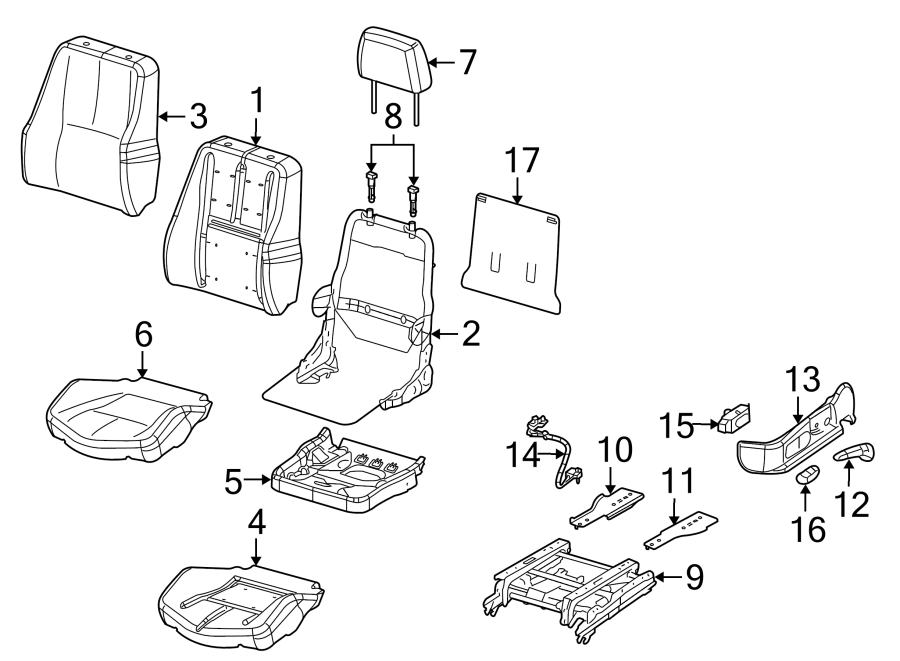 SEATS & TRACKS. DRIVER SEAT COMPONENTS.