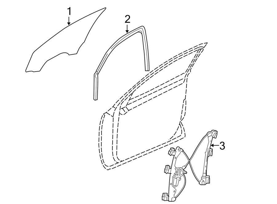 Diagram FRONT DOOR. GLASS & HARDWARE. for your 2010 Buick Enclave    