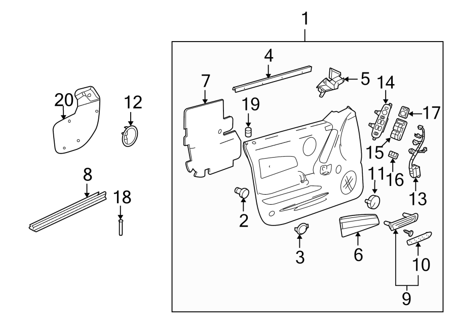 Diagram FRONT DOOR. INTERIOR TRIM. for your Chevrolet Spark  