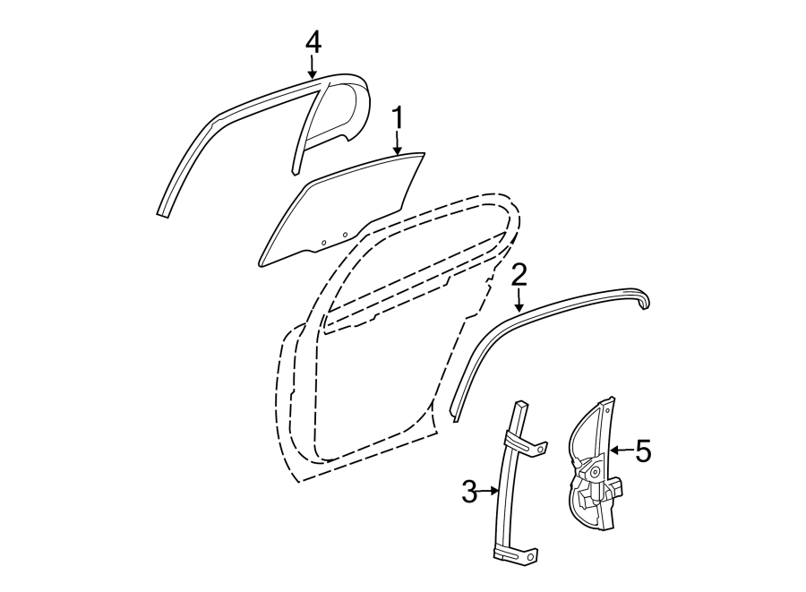 Diagram REAR DOOR. GLASS & HARDWARE. for your 2021 Chevrolet Spark   