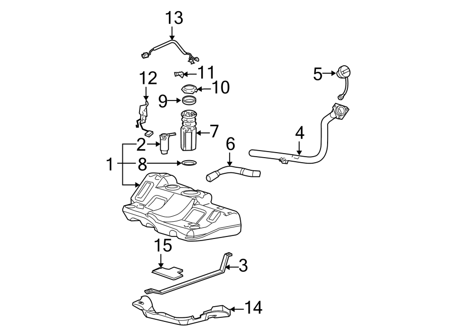 Diagram Rear body & floor. Fuel system components. for your 2017 GMC Sierra 2500 HD 6.6L Duramax V8 DIESEL A/T 4WD SLE Standard Cab Pickup Fleetside 