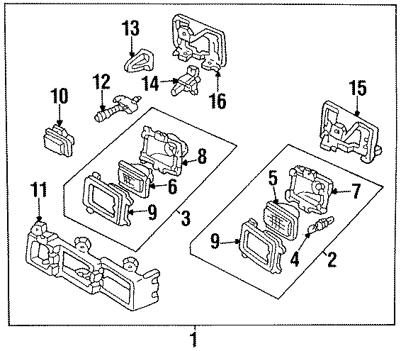 Diagram FRONT LAMPS. HEADLAMP COMPONENTS. for your 2003 GMC Sierra 2500 HD 6.0L Vortec V8 A/T RWD SLE Standard Cab Pickup 