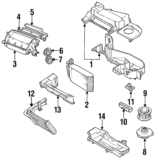 Diagram AIR CONDITIONER & HEATER. EVAPORATOR & HEATER COMPONENTS. for your 2005 Chevrolet Venture    