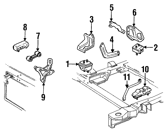 Diagram ENGINE / TRANSAXLE. ENGINE & TRANS MOUNTING. for your 2013 Chevrolet Avalanche Black Diamond LS Crew Cab Pickup Fleetside  