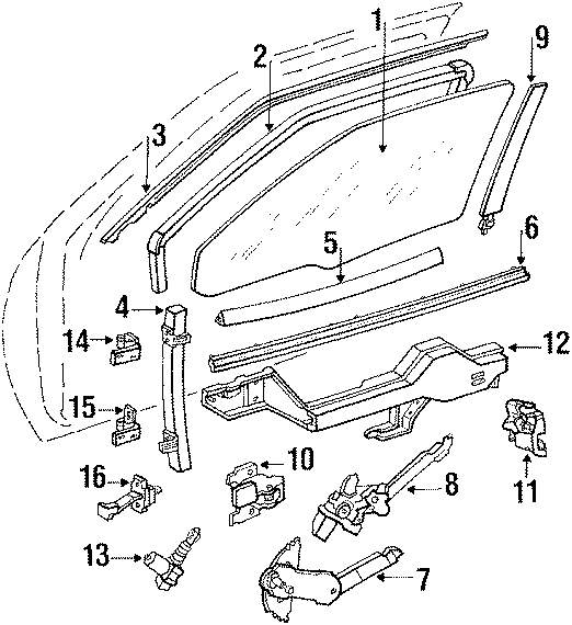 Diagram DOOR. GLASS & HARDWARE. for your 2021 Chevrolet Spark   