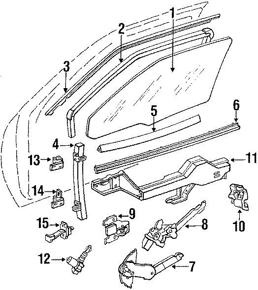 Diagram FRONT DOOR. GLASS & HARDWARE. for your 2015 Chevrolet Spark  LS Hatchback 