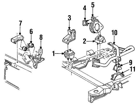 Diagram ENGINE / TRANSAXLE. ENGINE & TRANS MOUNTING. for your 2011 GMC Sierra 2500 HD 6.6L Duramax V8 DIESEL A/T 4WD WT Standard Cab Pickup 