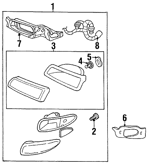 Diagram FRONT LAMPS. HEADLAMP COMPONENTS. for your 2003 GMC Sierra 2500 HD 6.0L Vortec V8 M/T RWD SLT Extended Cab Pickup 