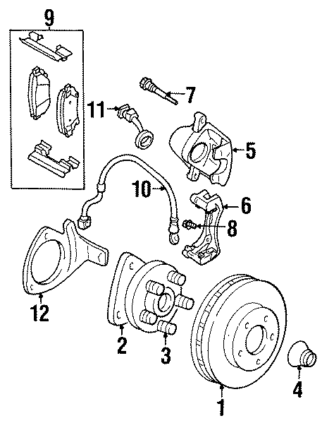 Diagram FRONT SUSPENSION. BRAKE COMPONENTS. for your 2005 Buick Lesabre Limited Sedan  