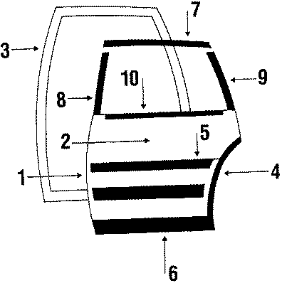 REAR DOOR. DOOR & COMPONENTS. Diagram