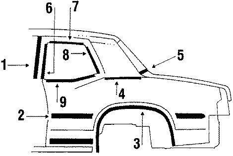 QUARTER PANEL. EXTERIOR TRIM. Diagram