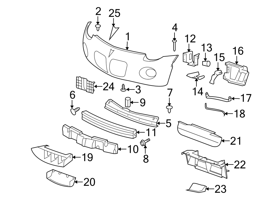 Diagram FRONT BUMPER & GRILLE. BUMPER & COMPONENTS. for your 2009 Chevrolet Aveo    