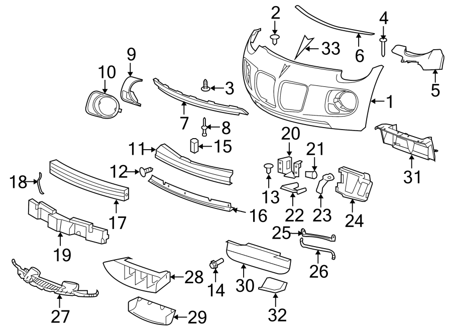 Diagram FRONT BUMPER & GRILLE. BUMPER & COMPONENTS. for your 2005 Chevrolet Corvette   